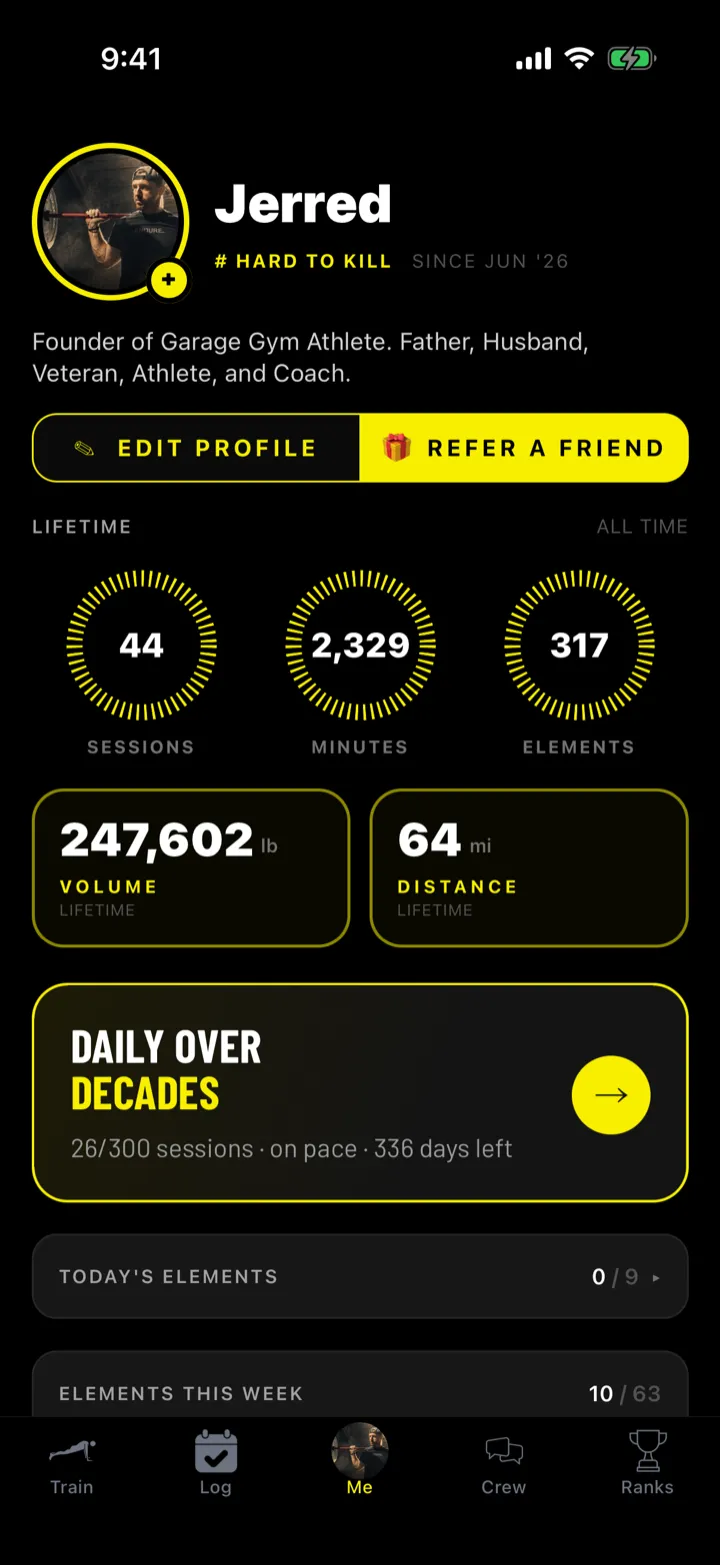 Lifetime distance and session stats
